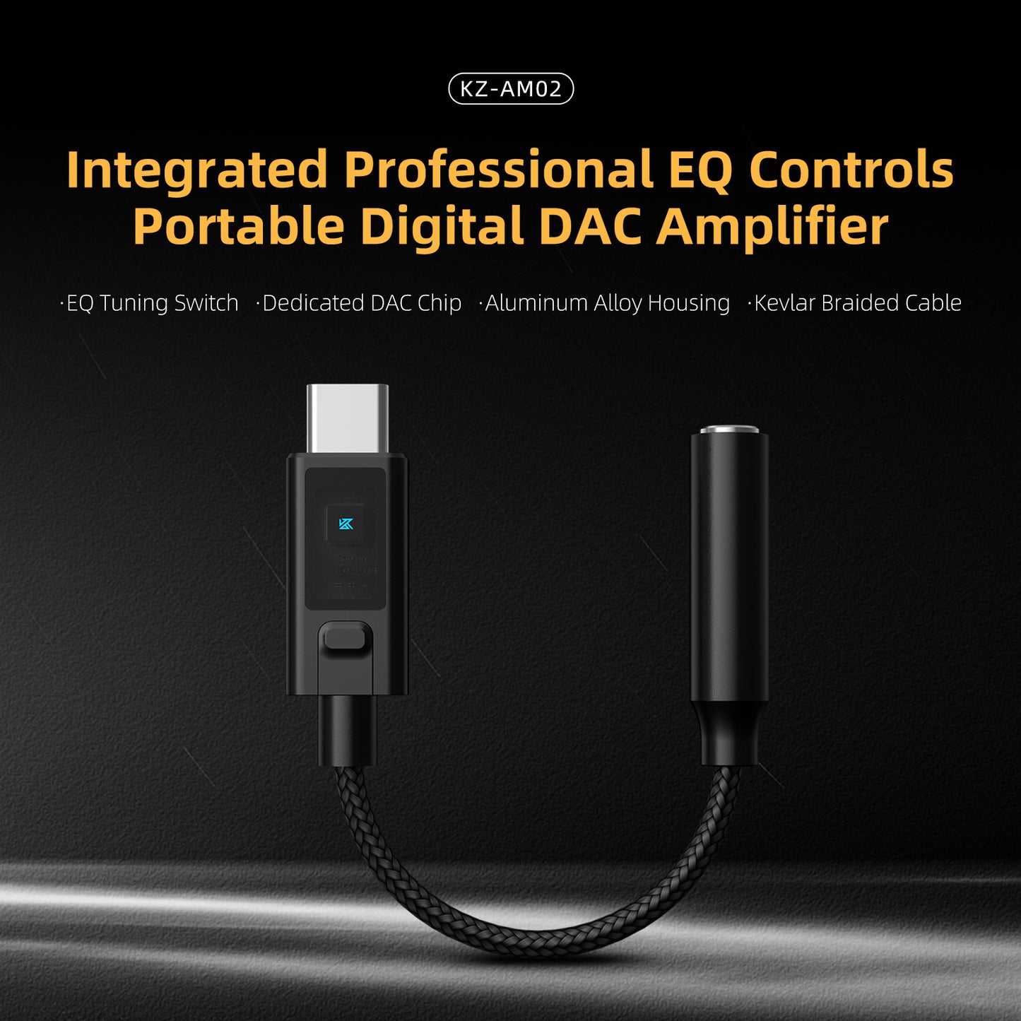 KZ AM02 Type-C Adapter 3.5 mm to Type-C with EQ adjustment High-definition decoding