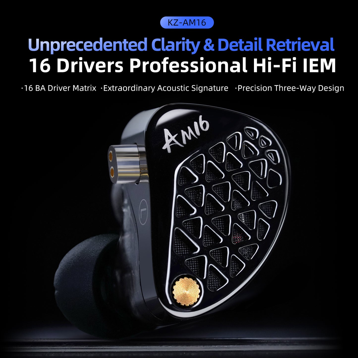KZ AM16 16 Driver Hi-Fi IEM Earphones with Balanced and Bass-Enhanced version