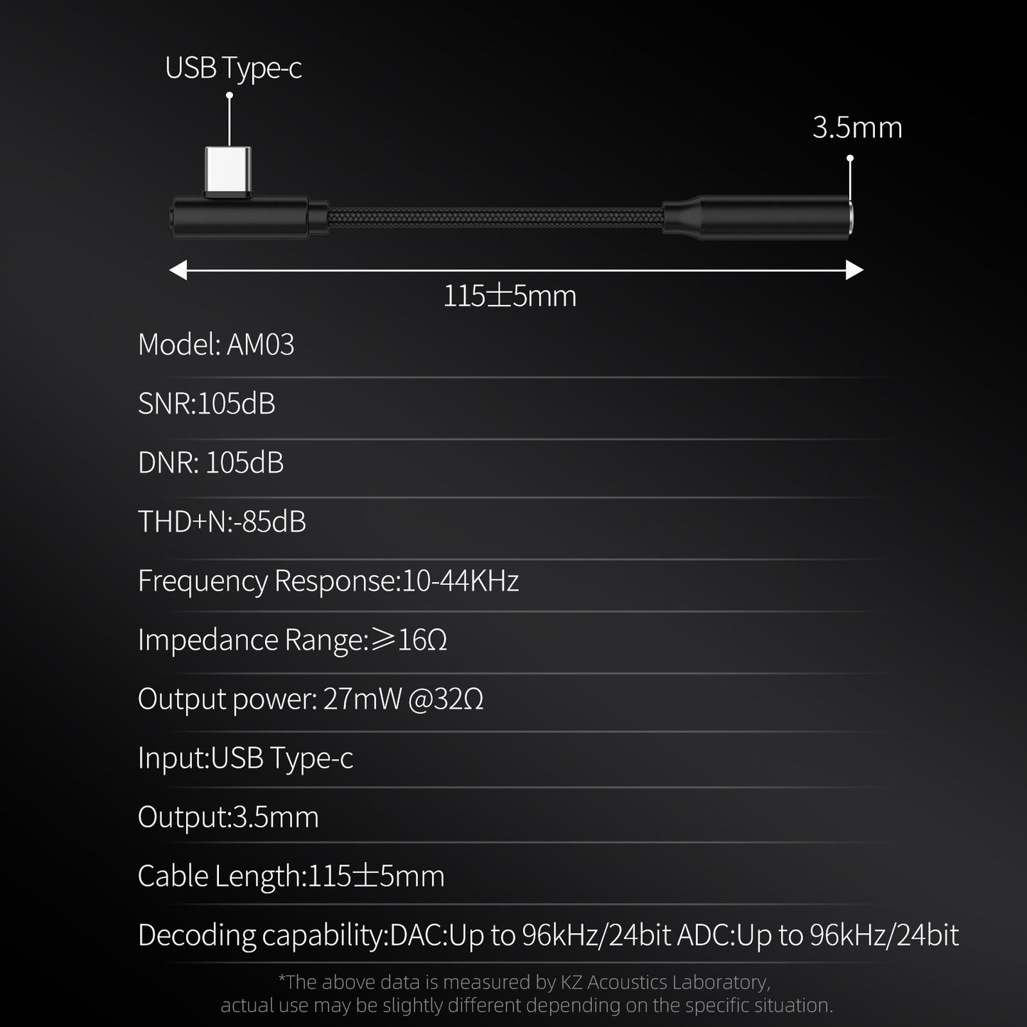 KZ AM03 3.5mm to Type-C Adapter