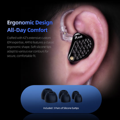 KZ AM16 16 Driver Hi-Fi IEM Earphones with Balanced and Bass-Enhanced version
