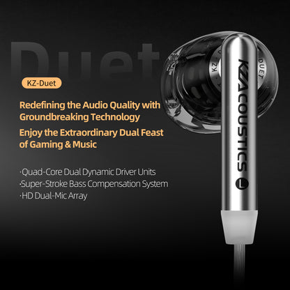 KZ Duet Dual Driver Wired Earbuds in-Ear Headphones