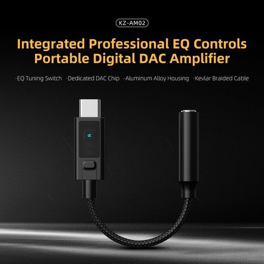 KZ AM02 Type-C Adapter 3.5 mm to Type-C with EQ adjustment High-definition decoding