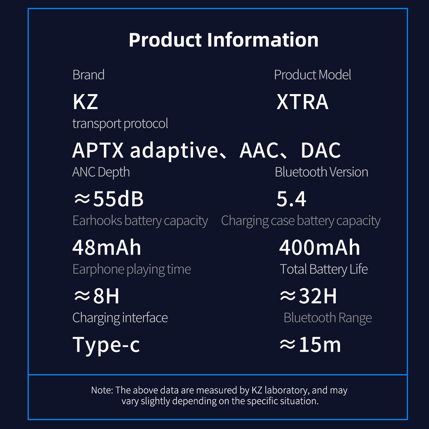 KZ Xtra Bluetooth 5.4 True Wireless Active Noise Cancelling Earbuds